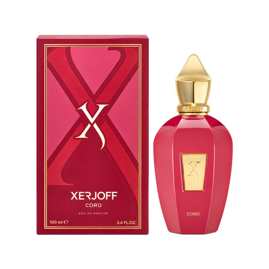 Xerjoff Coro Eau de Parfum 100 ml mit Verpackung auf weißem Hintergrund