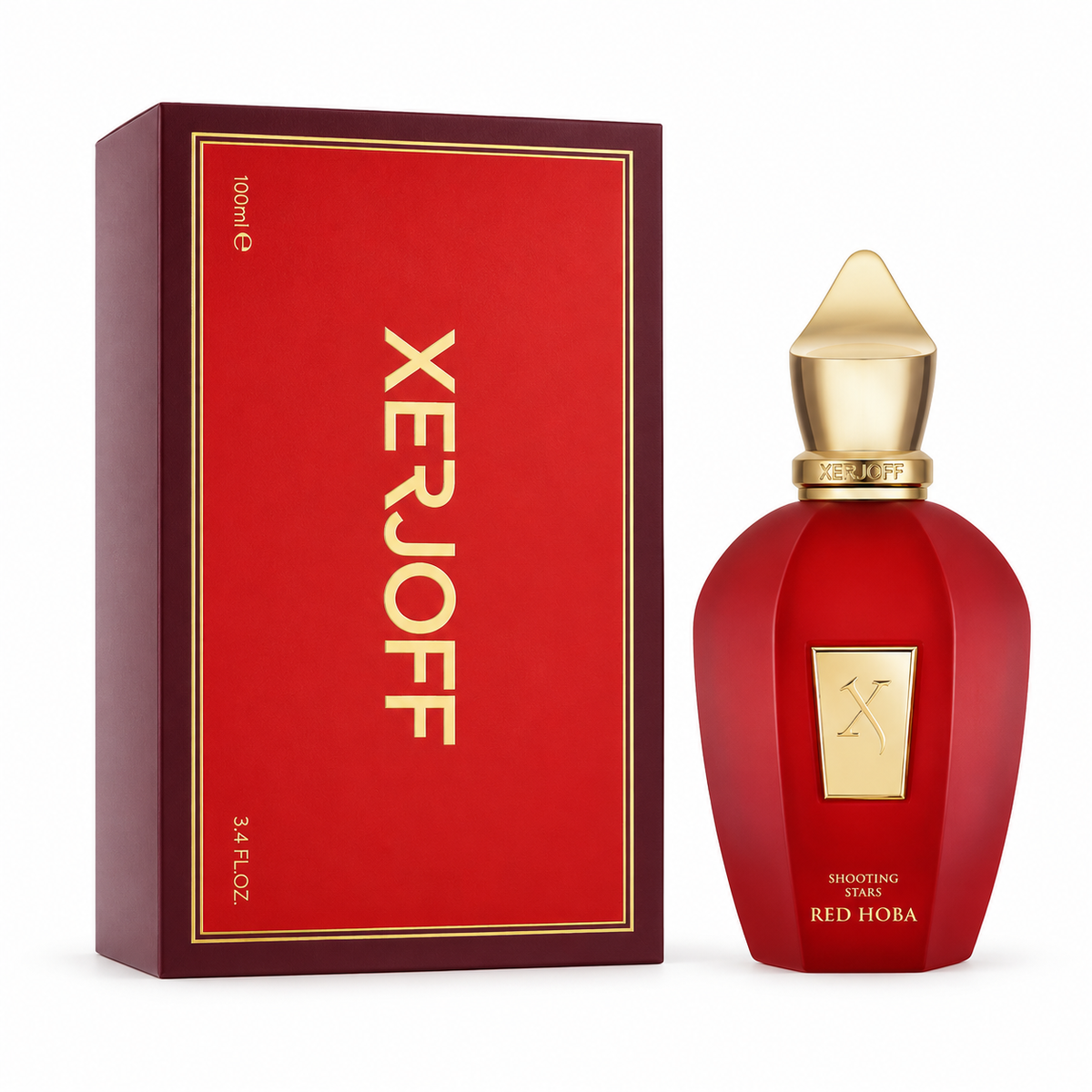 Xerjoff Red Hoba 100 ml mit Verpackung auf weißem Hintergrund